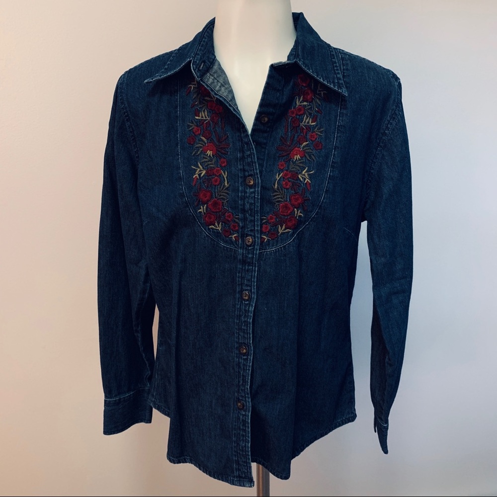 Denim with floral embroidery